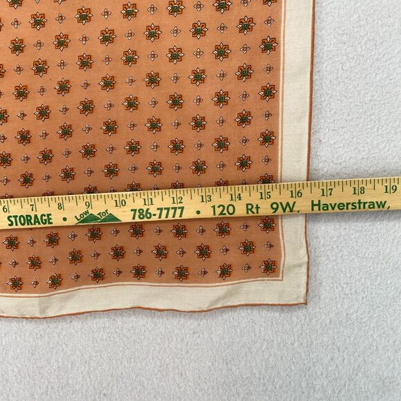 SALLY GEE Handkerchief Silk Hand Rolled Medallion Print Brown VTG 16" x 16" - Picture 9 of 11